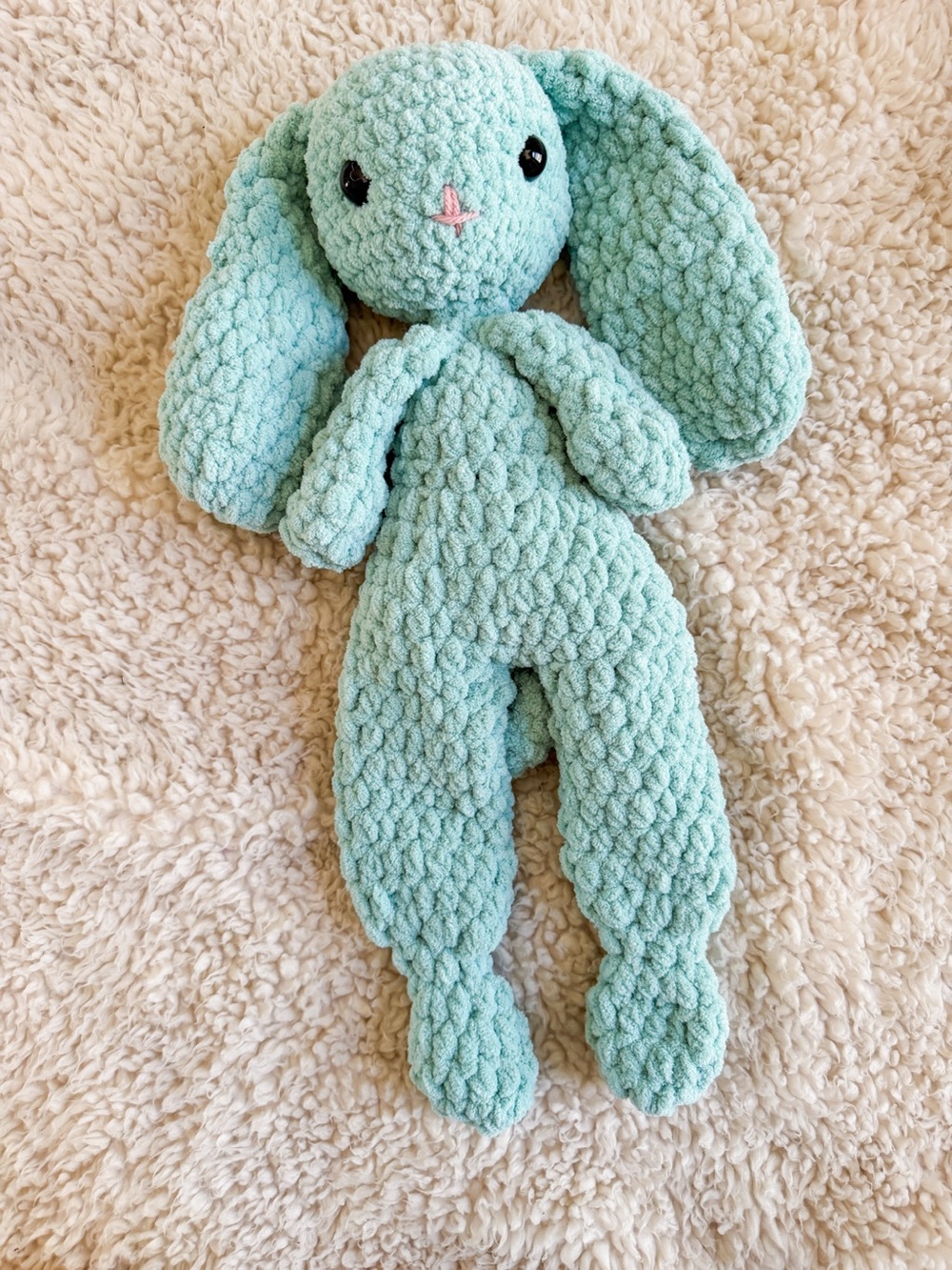 Handmade Crochet Bunny Snuggler Plush Small Kids Toy